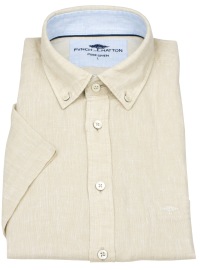 Fynch-Hatton Kurzarmhemd - Casual Fit - Leinen - Button Down Kragen - hellbraun