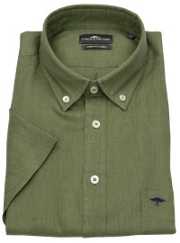 Fynch-Hatton Kurzarmhemd - Casual Fit - Leinen - Button Down Kragen - oliv