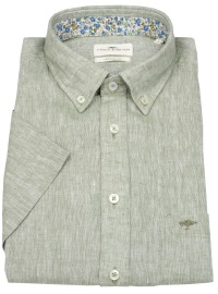 Fynch-Hatton Kurzarmhemd - Casual Fit - Leinen - Button Down Kragen - olivgrün