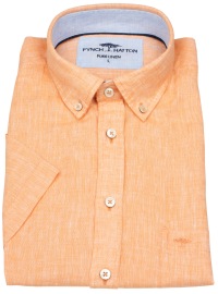 Fynch-Hatton Kurzarmhemd - Casual Fit - Leinen - Button Down Kragen - orange