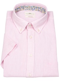 Fynch-Hatton Kurzarmhemd - Casual Fit - Leinen - Button Down Kragen - rosé