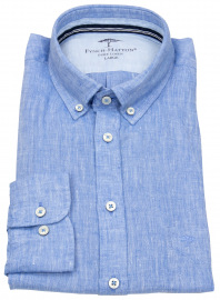 Fynch-Hatton Leinenhemd - Casual Fit - Button Down - blau