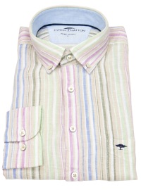 Fynch-Hatton Leinenhemd - Casual Fit - Button Down - Streifen - mehrfarbig