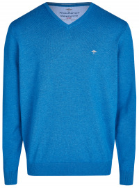 Fynch-Hatton Pullover - Casual Fit - V-Ausschnitt - blau