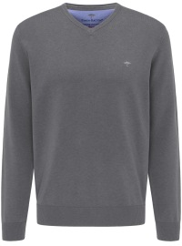 Fynch-Hatton Pullover - Casual Fit - V-Ausschnitt - grau