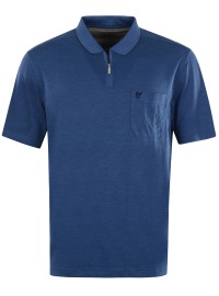 Hajo Poloshirt - Regular Fit - Softknit - Reissverschluss - blau