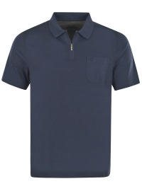 Hajo Poloshirt - Regular Fit - Softknit - Reissverschluss - dunkelblau