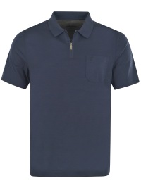 Hajo Poloshirt - Regular Fit - Softknit - Reissverschluss - dunkelblau