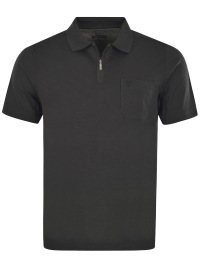 Hajo Poloshirt - Regular Fit - Softknit - Reissverschluss - schwarz