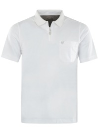 Hajo Poloshirt - Regular Fit - Softknit - Reissverschluss - weiß