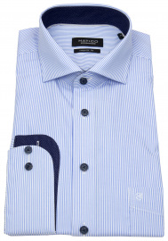 Hatico Shirt - Regular Fit - Contrast Buttons - Striped - Light Blue White