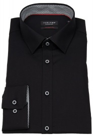 Jupiter Hemd - Modern Fit - Patch - Kontrastknöpfe - schwarz