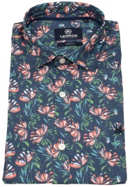 Lerros Kurzarmhemd - Regular Fit - Haifischkragen - florales Muster - mehrfarbig