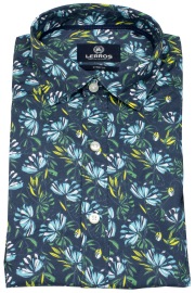 Lerros Kurzarmhemd - Regular Fit - Haifischkragen - florales Muster - mehrfarbig