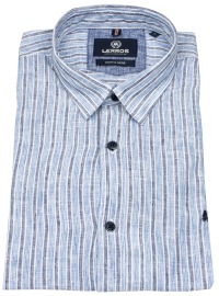 Lerros Short Sleeve Shirt - Regular Fit - Under Button Down - Striped - Blue / Dark Blue