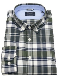 MAERZ Muenchen Hemd - Modern Fit - Button Down Kragen - Oxford - kariert - grün / blau