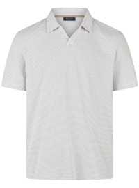 MAERZ Muenchen Poloshirt - Regular Fit - feine Streifen - mit Leinen - beige / weiß