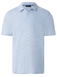 MAERZ Muenchen Poloshirt - Regular Fit - feine Streifen - mit Leinen - hellblau / weiß