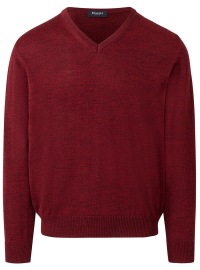 MAERZ Muenchen Pullover - Comfort Fit - V-Ausschnitt - Merinowolle - dunkelrot