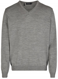 MAERZ Muenchen Pullover - Comfort Fit - V-Ausschnitt - Merinowolle - grau