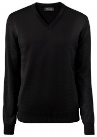 MAERZ Muenchen Pullover - Comfort Fit - V-Ausschnitt - Merinowolle - schwarz