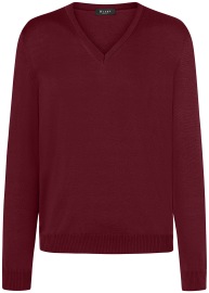 MAERZ Muenchen Pullover - Comfort Fit - V-Ausschnitt - Merinowolle - weinrot