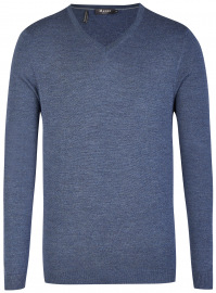 MAERZ Muenchen Pullover - Modern Fit - V-Ausschnitt - blau