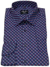 Marvelis Shirt - Body Fit - Kent Collar - Dark Blue / Red / White