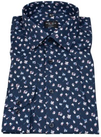 Marvelis Hemd - Body Fit - Kentkragen - florales Muster - dunkelblau