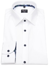 Marvelis Hemd - Body Fit - Kentkragen - Kontrastknöpfe - weiß - extra langer 69cm Arm