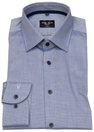 Marvelis Shirt - Body Fit - Kent Collar - Structure - Contrast Buttons - Blue
