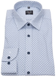 Marvelis Hemd - Body Fit - Kontrastknöpfe - blau / weiß - extra langer 69cm Arm
