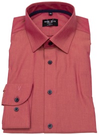 Marvelis Shirt - Body Fit - Contrast Buttons - Chambray - Red