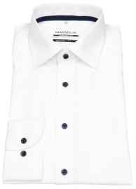 Marvelis Shirt - Comfort Fit - Kent Collar - Contrast Buttons - White