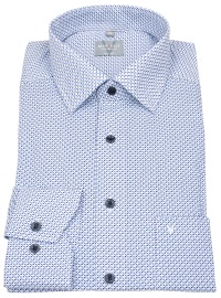 Marvelis Hemd - Comfort Fit - Print - Kontrastknöpfe - blau / hellblau / weiß