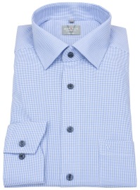 Marvelis Hemd - Comfort Fit - Vichykaro - Kontrastknöpfe - hellblau / weiß