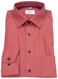 Marvelis Hemd - Modern Fit - Chambray - Kontrastknöpfe - rot