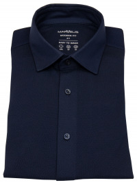 Marvelis Shirt - Modern Fit - Easy To Wear Piqué - Dark Blue