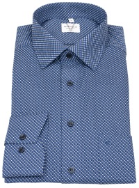 Marvelis Shirt - Modern Fit - Kent Collar - Contrast Buttons - Dark Blue / White