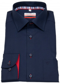Marvelis Hemd - Modern Fit - Kentkragen - Patch - dunkelblau