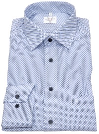 Marvelis Hemd - Modern Fit - Kontrastknöpfe - blau / weiß - extra langer 69cm Arm