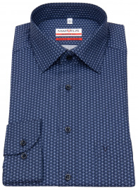 Marvelis Hemd - Modern Fit - Print - dunkelblau / weiß - extra langer 69cm Arm