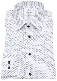 Marvelis Shirt - Modern Fit - Print - Contrast Buttons - White / Light Blue