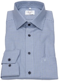 Marvelis Shirt - Modern Fit - Structure - Contrast Buttons - Blue - Extra Long Sleeve 69cm