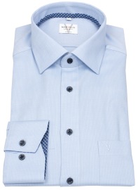 Marvelis Hemd - Modern Fit - Struktur - Kontrastknöpfe - hellblau