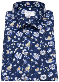 Marvelis Kurzarmhemd - Modern Fit - florales Muster - blau