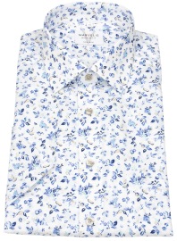 Marvelis Kurzarmhemd - Modern Fit - florales Muster - blau
