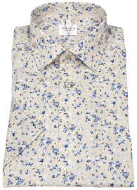 Marvelis Kurzarmhemd - Modern Fit - florales Muster - hellbraun