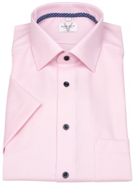 Marvelis Kurzarmhemd - Modern Fit - Kentkragen - Kontrastknöpfe - rosé