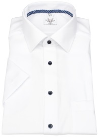 Marvelis Kurzarmhemd - Modern Fit - Kentkragen - Kontrastknöpfe - weiß